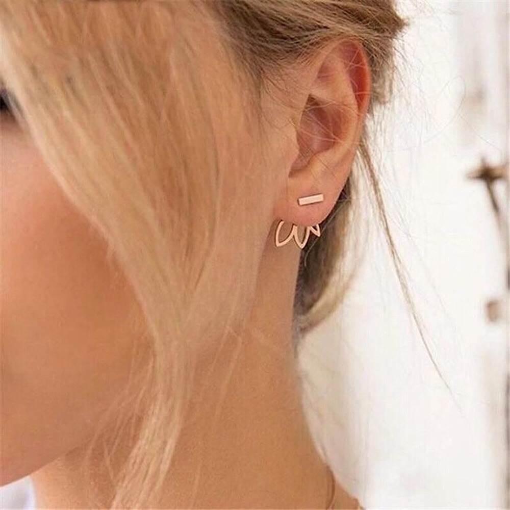 ⚜️𝟯𝟬%𝗢𝗙𝗙 𝗯𝘂𝗻𝗱𝗹𝗲𝘀 𝟯+⚜️ NEW Lotus Minimalist Jacket Earrings - Picture 7 of 14